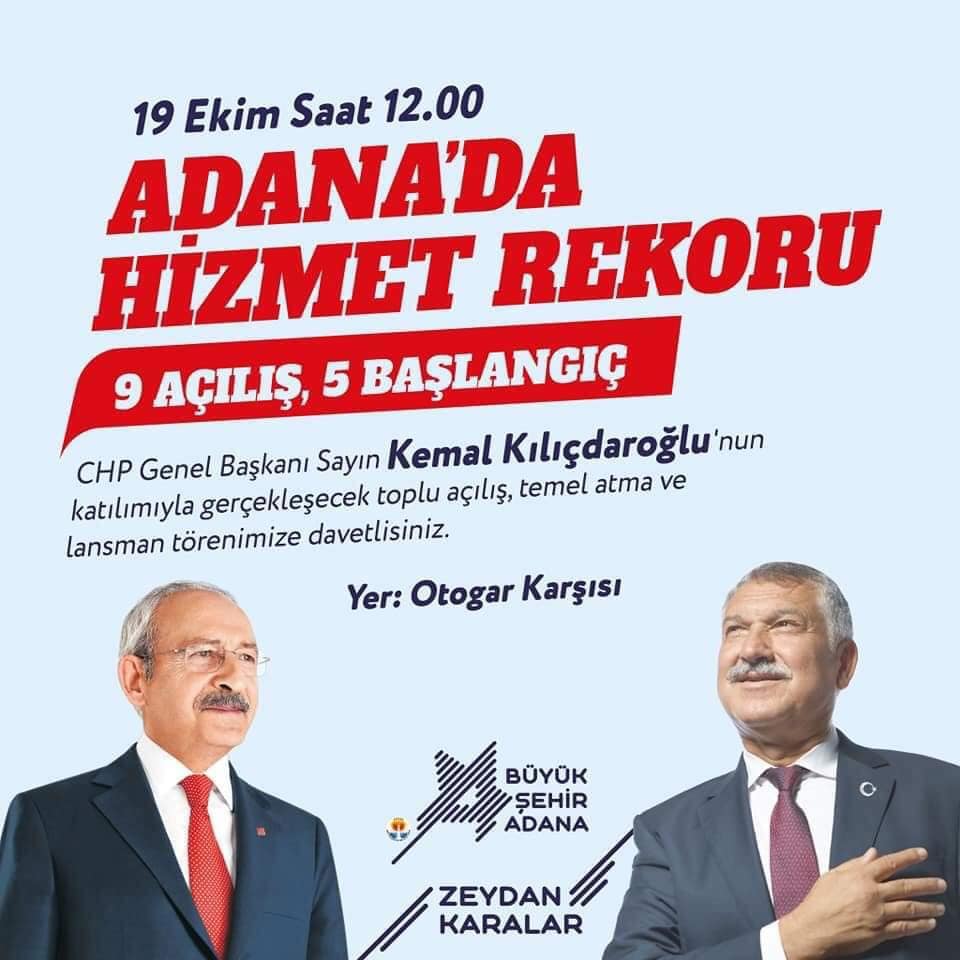 CHP Lideri Kılıçdaroğlu, Adana'da 9 açılış ve 5 başlangıç yapacak