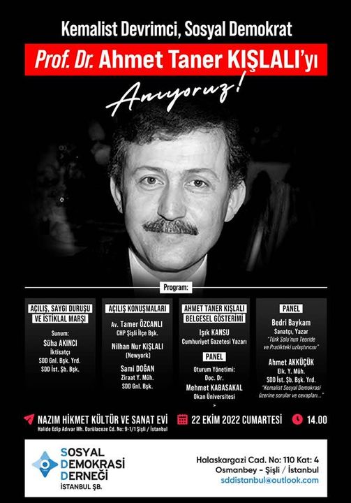 Sosyal Demokrasi Derneği, Ahmet Taner Kışlalı'yı anıyor