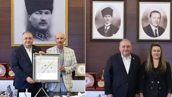 AKP'ye geçti, ilk hamlesini yaptı: Atatürk portresini küçülttü, Erdoğan'ı ekledi