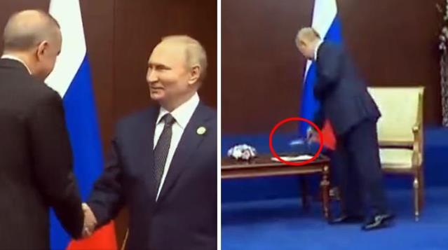 Cumhurbaşkanı Erdoğan, Putin'i yine bekletti! Rus lider elindeki notları hırsla masaya bıraktı