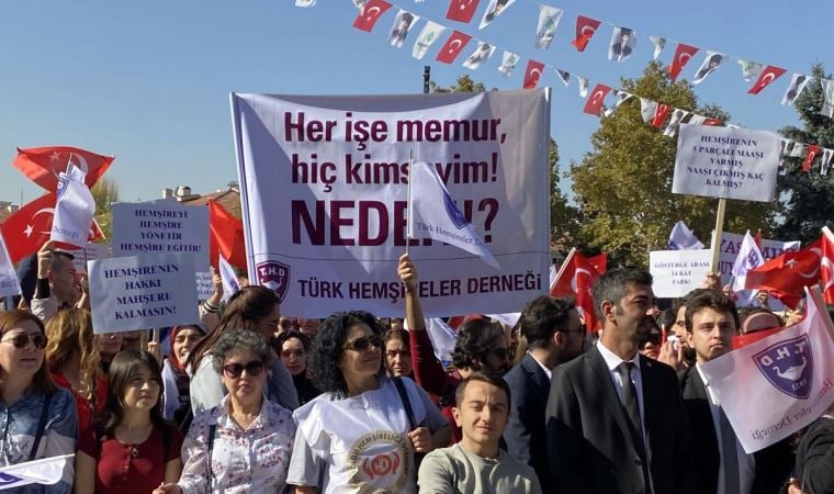 Hemşireler, Ankara'da özlük hakları için mitingde buluştu